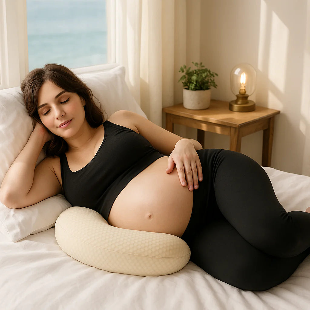 Pregnant woman using pillow